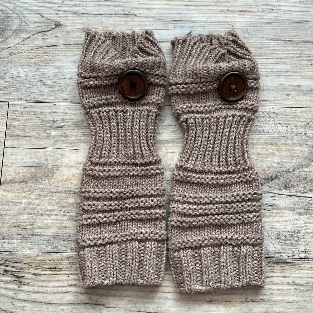 Arm Warmers Y2K Fairy Cottage Core Soft Girls Brown Layering Button Cute Earthy